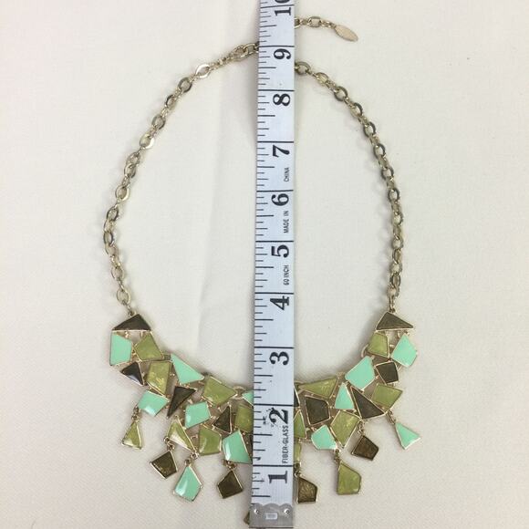 St. Thomas Green Gemstones Wearable Art Maximalist Silver Tone Bib Necklace - Picture 9 of 12